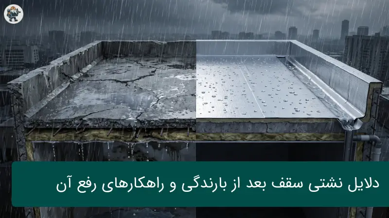 دلایل نشتی سقف بعد از بارندگی و راهکارهای رفع آن